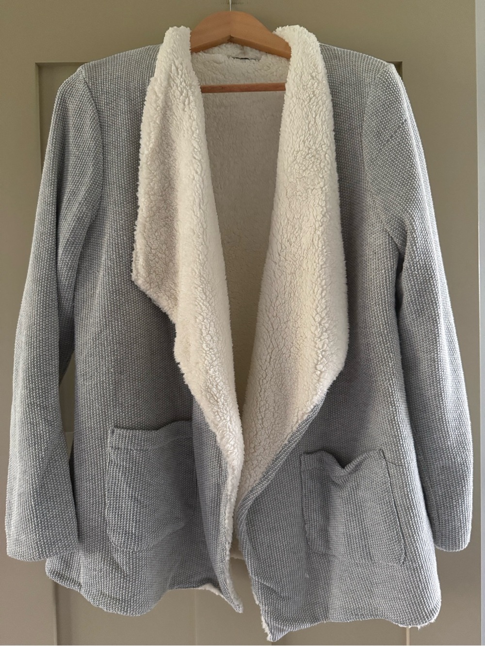 Dex Open-Front Sherpa-Lined Blazer Cardigan